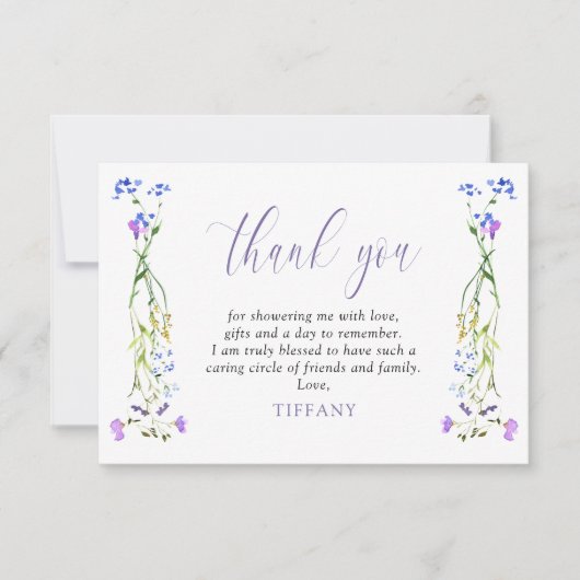 Hübsche Lila Wildblume Delikatessen Dankeskarte (Vorderseite)