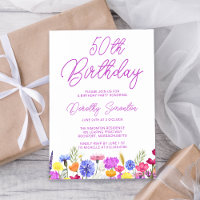 Hübsche Lila Wildblume Erwachsene 50. Geburtstag