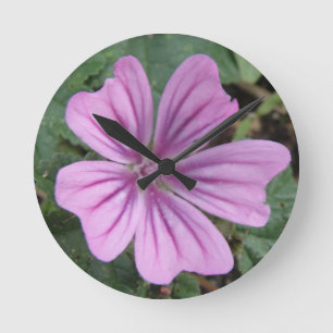Hübsche Lila Wildblume Wall Clock Runde Wanduhr