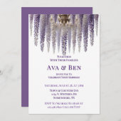 Hübsche Lila Wisteria Chandelier Wedding Einladung (Vorne/Hinten)