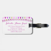 Hübsche lila Zickzackflaggen mit Namen Gepäckmarke Gepäckanhänger (Rückseite horizontal)