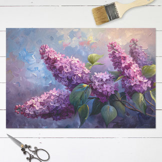 Hübsche Lilac-Blume Ölgemälde Dekoupage Seidenpapier