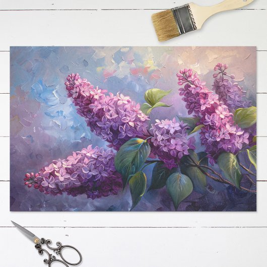Hübsche Lilac-Blume Ölgemälde Dekoupage Seidenpapier