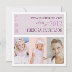 Hübsche Lilac-Lila Fotocollage Graduation Party Einladung