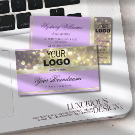 Hübsche Lilac Lila Gold Glitzer Stars mit Logo Visitenkarte