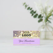Hübsche Lilac Lila Gold Glitzer Stars mit Logo Visitenkarte (Stehend Vorderseite)