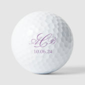 Hübsche Lilac-Script-Initial-Monogramm-Gefallen od Golfball (Vorderseite)