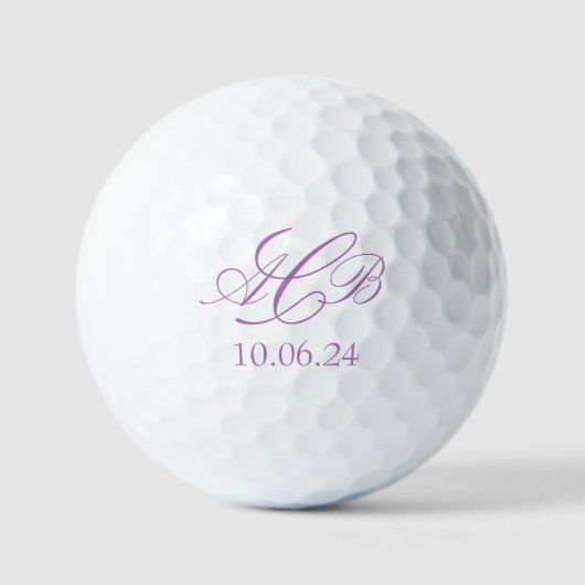 Hübsche Lilac-Script-Initial-Monogramm-Gefallen od Golfball (Vorderseite)
