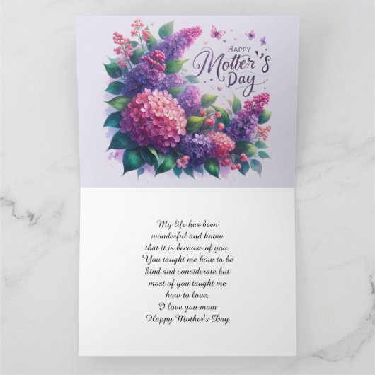 Hübsche Lilacs Mother' Day Floral "Mama" Karte (Innenseite)