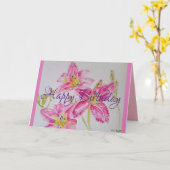 Hübsche Lilie in rosa Geburtstagskarte Karte (Gelbe Blume)