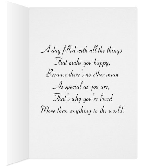 hübsche Lilien-Blume mit Vers für Mum (Innen (Rechts))