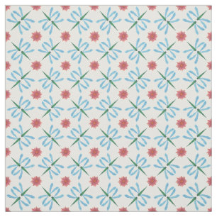 Hübsche Lilien und Libellen auf blauen Stoffen Stoff