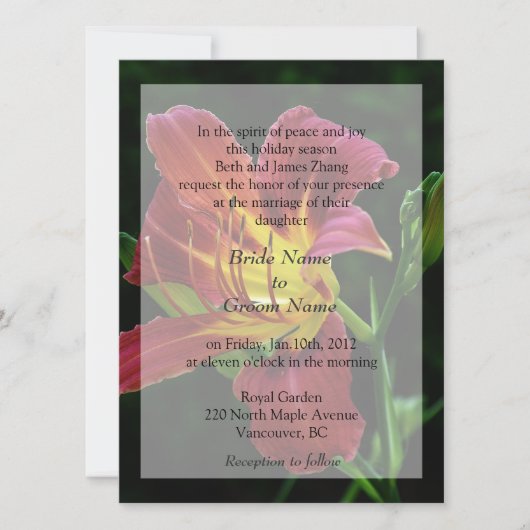 Hübsche Lilienhochzeit Blume Einladungen (Vorderseite)