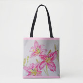 Hübsche Lilium in rosa Aquarellfarbe Tasche (Vorderseite)