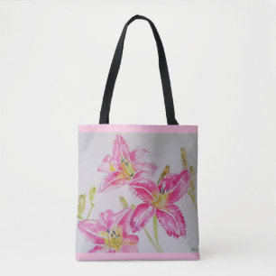 Hübsche Lilium in rosa Aquarellfarbe Tasche