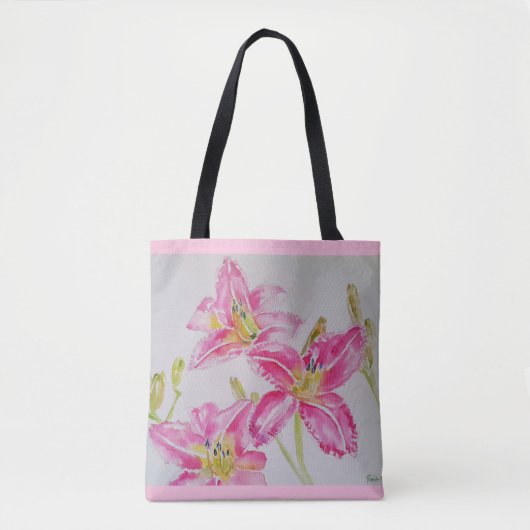 Hübsche Lilium in rosa Aquarellfarbe Tasche (Vorderseite)