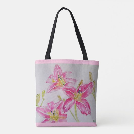 Hübsche Lilium in rosa Aquarellfarbe Tasche (Rückseite)