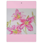 Hübsche Lily in rosa Aquarellmalerei Lilium Klemmbrett (Rückseite)