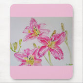 Hübsche Lily in rosa Aquarellmalerei Lilium Mousepad (Vorne)