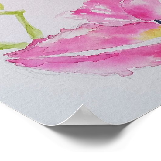 Hübsche Lily in rosa Aquarellmalerei Postkarte Poster (Ecke)