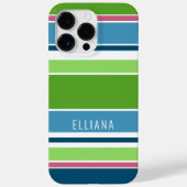 Hübsche Limettengrün Aquamarin Blau Rosa Streifen Case-Mate iPhone Hülle (Rückseite)