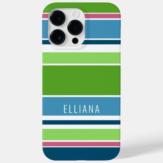 Hübsche Limettengrün Aquamarin Blau Rosa Streifen  Case-Mate iPhone Hülle (Rückseite)