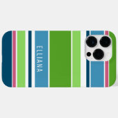 Hübsche Limettengrün Aquamarin Blau Rosa Streifen Case-Mate iPhone Hülle (Rückseite (Horizontal))