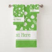 Hübsche Limettengrün, Rosen Rosenknospe, Blumendru Badhandtuch Set (Insitu)