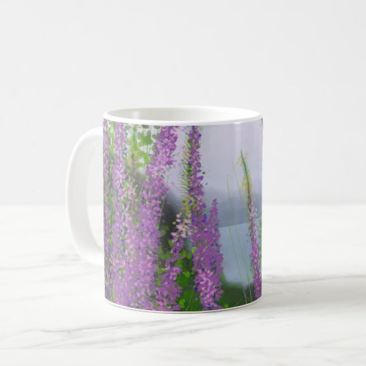 Hübsche Lupine-Blume am See Kaffeetasse (Vorderseite Links)