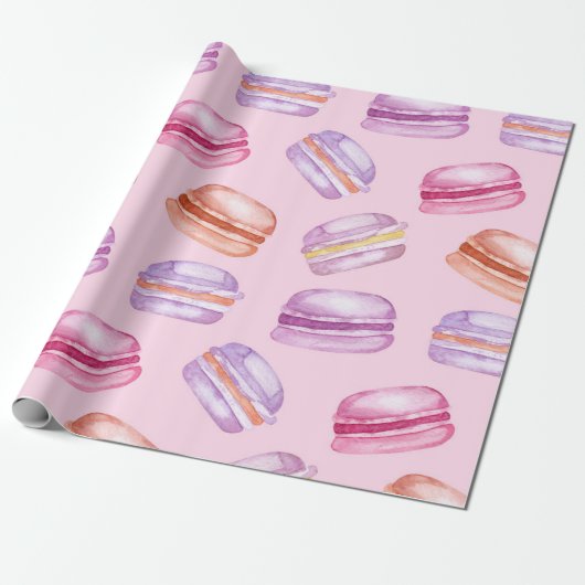 Hübsche Macarons bedrucktes Geschenkpapier (Ungerollt)