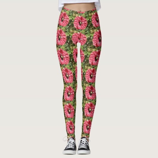 Hübsche Macro-Leggings für Rote Mohnblume Blume Leggings (Vorderseite)