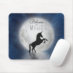 Hübsche Mädchen "Glaube an die Magie" Einhorn Mond Mousepad