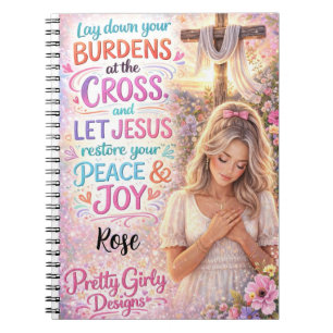 Hübsche Mädchen-Inspirations-Blumen-Christus Jesus Notizblock