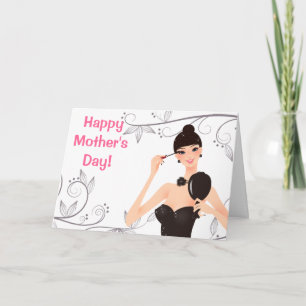 Hübsche Mädchen kaufen Geschenke zum Muttertag Karte