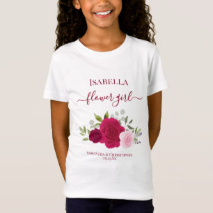 Hübsche Magenta-Rosa Rosen Blumenmädchen-Geschenk T-Shirt