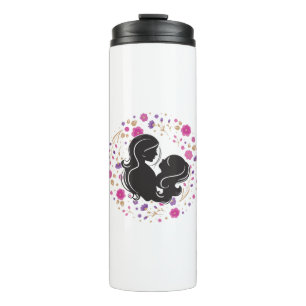 Hübsche Mama bunte Blumen Thermosbecher