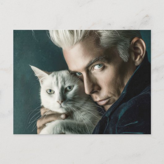 Hübsche Männer & Katzen Kunst Postkarte (Vorderseite)