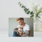 Hübsche Männer & Katzen Kunst Postkarte (Stehend Vorderseite)