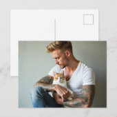 Hübsche Männer & Katzen Kunst Postkarte (Vorne/Hinten)