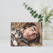 Hübsche Männer & Katzen Kunst Postkarte (Stehend Vorderseite)