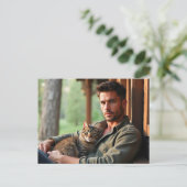 Hübsche Männer & Katzen Kunst Postkarte (Stehend Vorderseite)