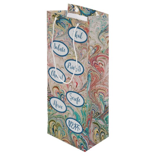 Hübsche marbile Chefs Geschenktasche Geschenktüte Für Weinflaschen (Rückseite Schrägansicht)