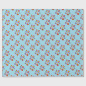 Hübsche Marienkäfer und Blumenmuster Blau Geschenkpapier (Flach)