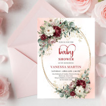 Hübsche marine Blumen-Gold-Baby-Shower-Einladung