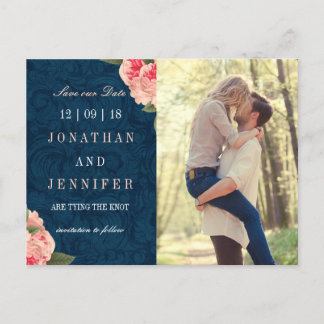 Hübsche Marine und Korallen Save the Date Postkart Ankündigungspostkarte