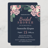 Hübsche Marine und rosa Brautparty-Einladungen Einladung (Vorne/Hinten)