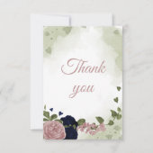 hübsche marineblaue und rosa Blume Dankeskarte (Vorderseite)