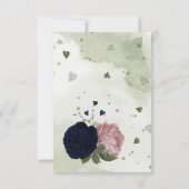 hübsche marineblaue und rosa Blume Dankeskarte (Rückseite)