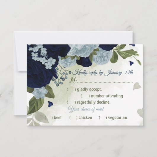 hübsche Marinebrause, blaue Blume RSVP Karte (Vorderseite)