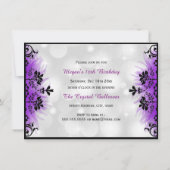 Hübsche Maske & Damaskus Lila Masquerade Sweet 16 Einladung (Rückseite)